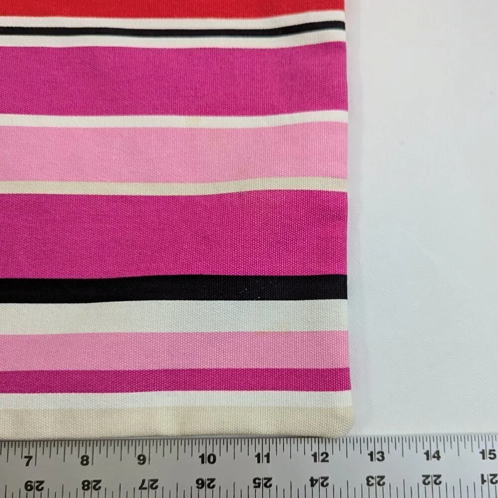 Kate Spade New York Striped Canvas Tote Pink Orange Cream Shopping Bag